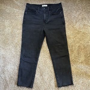 MADEWELL Stovepipe, 29 Petite, Black, Women’s Jeans, Frayed Crop